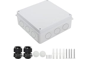 LeMotech Scatola di collegamento con fori riservati, in plastica ABS, IP65, impermeabile, antipolvere, per elettronica, colore bianco, dimensioni esterne 200 x 200 x 80 mm