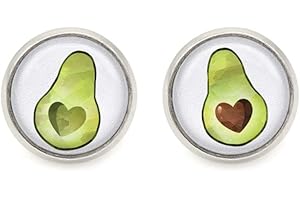 SCHMUCK-STADT Kawaii Avocado Liebe Cabochon Ohrstecker 12mm silberfarben Ohrringe