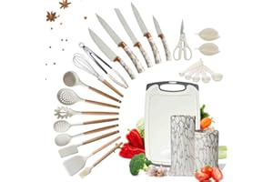 WINNIW Kitchen Utensils Set, Non-Stick Heat Resistant Cooking Utensils Set, Natural Wooden Handles Cooking Tool BPA Free Non Toxic,Home Essentials - Best Kitchen Tool Gadgets(25 pcs)