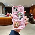 Case Creation for iPhone 12 Tom and Jerry Cartoon Case,3D Curly Tom&Jerry Funny Wave Cute Full Protective Back Case Soft Silicone Stylish Fashion Fun Aesthetic Cover for Apple iPhone 12 (Baby Pink)