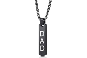 TempBeau Mens Necklace Daddy Gifts : Silver Bar Necklace for Dad with 60cm Box Chain Jewelry Pendant Best Dad Ever Stainless Steel for Father Christmas Thanksgiving Day Birthday