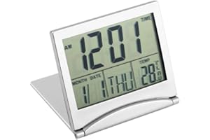 rongweiwang Thermomètre écran LCD numérique Portable Calendrier Réveil Pliable Couverture Horloge de Bureau