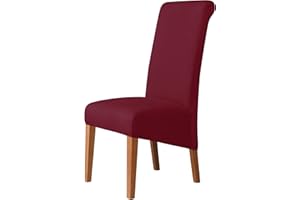 Kozuoan XL Size Chair Covers for Dining Chairs, spandex dining chair covers, detachable and washable (Wine Red, Pack of 4)