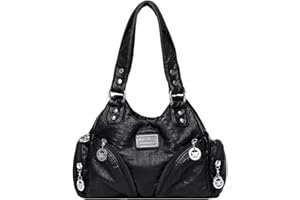 GSenhui Torba miejska w stylu vintage z miękkiej skóry, torba Hobo Bag mała torba na ramię, wiele przegródek, skórzana torba z uchwytem, damska torba na ramię, styl punkowy