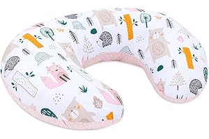 BELLOCHI GROWING IN STYLE Bellochi Ciambellone Allattamento Ciambella Neonato Allattamento con Fodera - OEKO-TEX - Cuscino per Allattamento di Cotone - 40 x 60 cm - Foresta