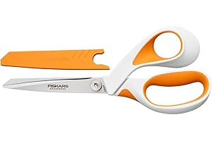 Fiskars Razor Edge fabric scissors, length: 20.7 cm, stainless steel blade/plastic handles, white/orange, 1070078