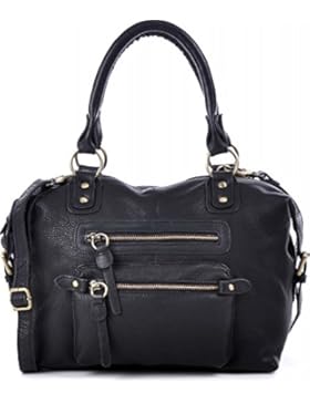 MASQUENADA, Cntmp, Damen Henkeltaschen Schultertaschen, Bolt-Bags, Handtaschen, Umhängetaschen, Soft Leder 29x27x14cm...