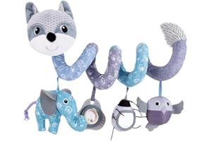 Jinchelle Kinderwagen Spielzeug, Baby Spirale Hängen Spielzeug mit BB-Schrei, Bett hängen Spielzeug, Activity Spirale für Kinderwagen Bett Babyschale ab 0 + Monaten (Grau)
