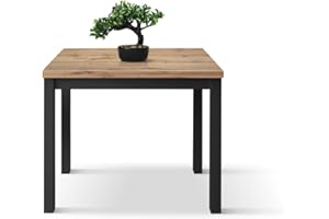 PAZZO DESIGN Tavolo allungabile Giuliano, Rovere Rustico, Gambe Nere, Tavolo Cucina, Tavolo Soggiorno, Made in Italy, 90x90x76,5 cm - id_2141