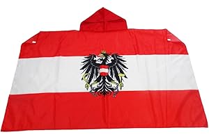 AZ FLAG - Umhangflagge Österreich mit Adler - 150x90 cm - Österreichische Cape Fahne 100% Polyester mit integrierten Ärmeln und Kapuze - Body Flag 80g