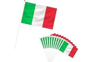 CATOR 50 Pezzi Bandiera dell'Italia a Manovella con Bastoncino - Mini Bandiere Italiane per la Festa Nazionale, Parate e Giochi di Calcio