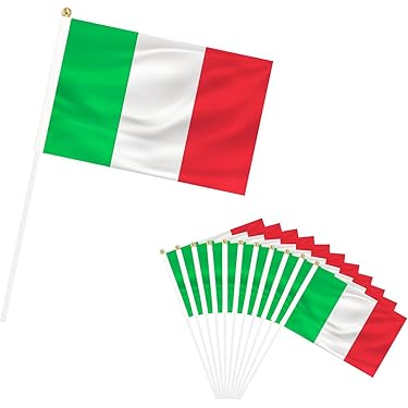 10 Bandiere Italia Con Manovella | Mini Bandiera Tricolore | Per Eventi Sportivi E Feste - Foto 2