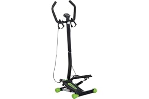 HOMCOM Twister Stepper, Step Machine w/Resistance Bands, LCD Display and Handlebar, Steppers for Exercise Workout Home Gym Office