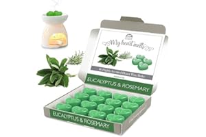 Cera de eucalipto y romero para derretir - 16 x 5 g Cera con fragancia de eucalipto y romero fuerte que se derrite en una elegante caja de regalo de presentación Spotless Leopard