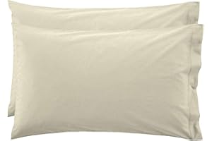 LARA MORADA Coppia FEDERE per Cuscino GUANCIALE Tinta Unita 100% Cotone Made in Italy 52X82 + PATTINA (Panna)