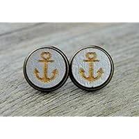 Ohrstecker mit Holz Anker Silber handmade Wolkenfabrik Holzohrstecker Wolkenfabrik Holzschmuck