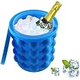 Suzec Ice Cube Maker Mould Ice Tray, Silicone Ice Bucket, (2 in 1) Ice-Ball Makers for Home, Round Portable Ice Bucket for Frozen Whiskey, Cocktail, Beverages|Space Saving Ice Cube Maker for Party