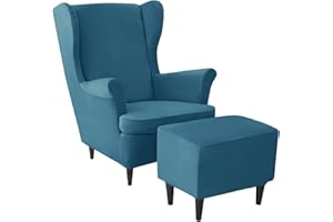 AQIGR Fodera Copripoltrona con Orecchie Elasticizzato con Copri Pouf, Rosa/Giallo/Verde Poltrona Protettiva 2 pezzi Copripoltrona 1 pezzo Copri Poggiapiedi Fodera per Cuscino Lavabile Rimovibile per Bar Sog