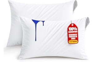 Utopia Bedding Wodoodporna poszewka na poduszkę z zamkiem błyskawicznym, ochraniacz na poduszkę, poszewka z certyfikatem Oeko-TEX (biały, 50 x 75 | 2 szt)