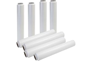 Leonardo Fai da te - 8 rotoli pellicola colore bianco per imballaggio - film estensibile spessore 23 my - altezza 50cm - lunghezza 250 metri - prodotto Made in Italy