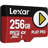 Lexar Play PRO MicroSDXC Express Kartı 256 GB, 900 MB/s'ye kadar okuma, 600 MB/s yazma, oyun optimizasyonlu, A2, 4K, el konso
