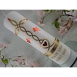 Trauerkerze Andenkenkerze Kreuz rot gold Herz Engel 250/70 mm inklusive persönlicher Beschriftung