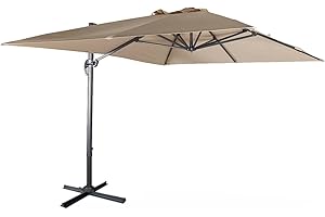 Alice's Garden sweeek - Parasol rectangular desplazado 3x4m - Wimereux- Beige - Parasol desplazado que se puede inclinar y girar 360°.