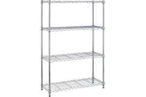 BestOffice 4 Tier Shelving Unit NSF Wire Shelf Metal Large Storage Shelves Heavy Duty Height Adjustable Commercial Grade Steel Utility Layer Shelf Rack Organizer 450kg Capacity