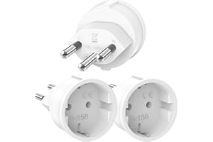 Oblinple 3 Piezas Adaptador de Viaje Español a Suiza, Adapter de UE a Switzerland, Enchufe de Viaje España a Suizo, Adaptador Schuko Europa a Tipo J para Maldivas, Ruanda, Liechtenstein