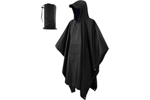 ViKKent Regenjacke Regenponcho, Wasserdichter Regencape mit Kapuze Taschen, Wiederverwendbar, 3 in 1 Multifunktionaler Regencape für Picknick Jagd Camping Wandern