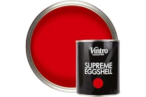 Vintro Paint | Bright Red Eggshell Paint | for Walls | Wood | Trim | Satin Furniture Paint | 1 Litre (Valentine - Red)