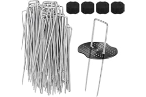 HIYAA Heavy Duty Metal Garden Pegs - 50 Pack, 6"/150mm, Artificial Grass Pins, Weed Control Membrane Pegs