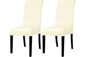 Lellen Dining Chair Covers Set of 2, Stretch Chair Covers Dining Chair Slipcovers Removable Washable Reusable Home & Kitchen Decor Protector Dining Room Chair Covers,Cream