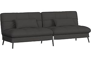 COMHOMA canapé Convertible en Peluche, canape 3 Places, Style Moderne, pour Salon, Appartement, Petit Espace,Pieds en métal 174 * 51 * 72cm, Noir