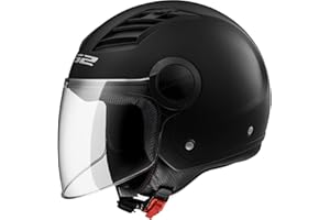LS2 Casco del motorino OF562 AIRFLOW Casco Moto Scooter Vespa Demi Jet Retro Open Face Touring Vintage Casco aperto (M, Nero Opaco)