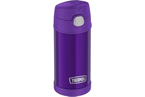 THERMOS kids Funtainer Straw Bottle 0,35 l, fioletowy, termos dla dzieci, ze słomką, zimna przez 12 h, absolutnie szczelna, do szkoły, przedszkola, na przerwę