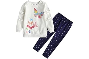 VIKITA Conjunto de Ropa para Niñas Conjuntos de Pantalones de Camiseta Conjunto de Manga Larga de Algodón Arcoíris 2-8 años