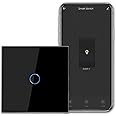 CNBINGO WiFi Smart Light Switch Work with Alexa, Google Assistant, Multi-Way Control by Smart Life App, Single Touch Light Switch, Black Glass Panel, LED Backlight, 1-Gang, Neutral Wire Required