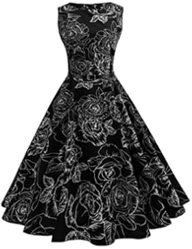 LILICAT Frauen Vintage Cocktailkleid Ärmellos Partykleid Damen Abendkleid Rockabilly Swing Kleid Audrey Hepburn...
