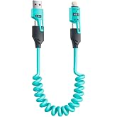 4&rsquo;&uuml; 1 Arada 65W Yaylı Hızlı Şarj Kablosu Type-C & Lightning PD Destekli, Dolaşmaz Spiral Tasarım, 1.5m Uzayabilir, Ara&ccedil; & Ev 