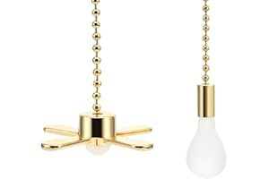 siduytin Cute Fan And Light Bulb Shape Pull Chain Extension For Decorative Ceiling Fan Metal Ceiling Fan Chain Extenders Durable, golden