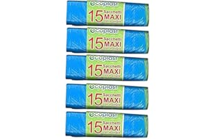 REPLOOD 5 Confezioni Sacchetti Ecologici 45 Lt per Pattumiere Spazzatura 70x75 cm Azzurri