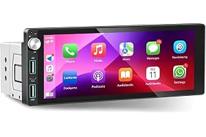 1 Din Bilstereo med trådlös CarPlay Android Auto 6,9" pekskärm Bluetooth Bilradio Stöd FM AM RDS Radio Mirror Link USB Typ C Röststyrning Strömavbrott Minne
