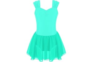MSemis Ballettkleid Mädchen Ärmellos Ballett Trikot Baumwolle Ballettanzug Kinder Ballettkleidung Tanzkleid Tanzbody mit Chiffon Rock Tütü