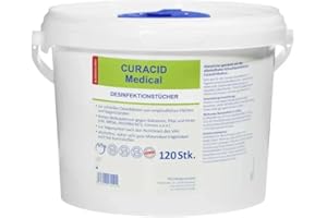 Curacid Medical Disinfectant Wipes in Dispenser Bucket, 120 Wipes, Alcohol-Free, Ready to Use Wipes, Ideal for Quick Surface Disinfection