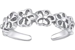 SILVEGO Damen Zehen Ring aus 925 Sterling Silber mit Blumen Muster