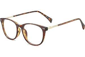 ANRRI Blue Light Blocking Glasses Computer Eyeglasses Vintage Round Rim Lightweight Frame