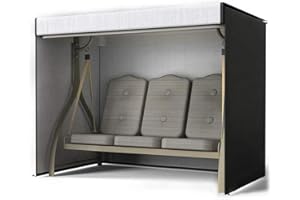 JF HOME BLISS 3 Seater Garden Swing Cover Waterproof 210D Heavy-Duty Outdoor Swing Chair Cover with Drawstring UV and Tear Resistant (220x170x145cm, Black)