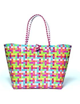 MULTICOLOUR XXL Trend Tasche Korbtasche Flechttasche Flechtkorb Strandtasche Strandkorb Shopper Big Bag geflochten...