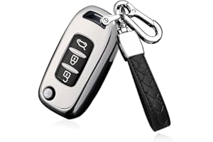 HIBEYO Custodia per chiave auto, adatta per Renault Sandero Stepway Logan Clio Arkana Captur Kadjar, custodia protettiva portachiavi a 3 tasti argento